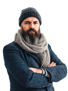 A man with a beard and a hat png