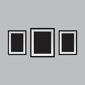 Photo frame on blue wall background vector