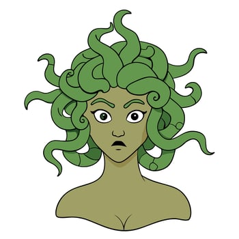 Medusa, a greek mythological monster with green hair vector