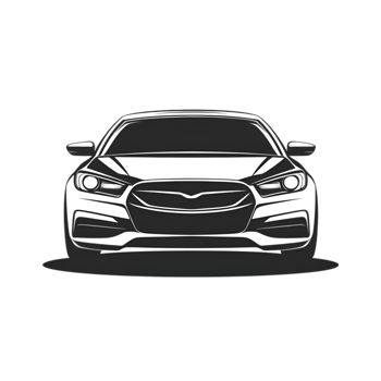 A black and white illustration of a car png