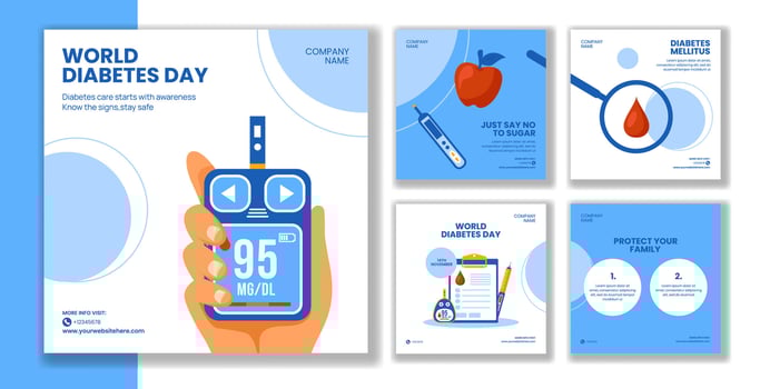 World Diabetes Day Social Media Post Flat Cartoon Style Background Illustration vector