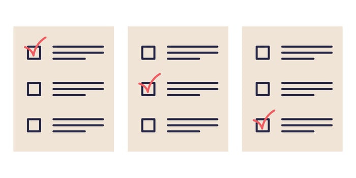 Set of ballots with a tick for election campaign. Voting, election 2024. illustration. vector