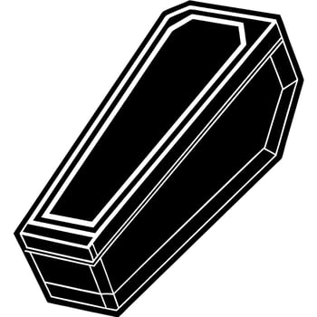 A black and white illustration of a coffin vector