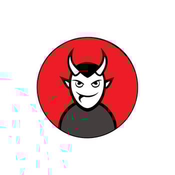 Silhouette of a devil with horns on red circle background vector