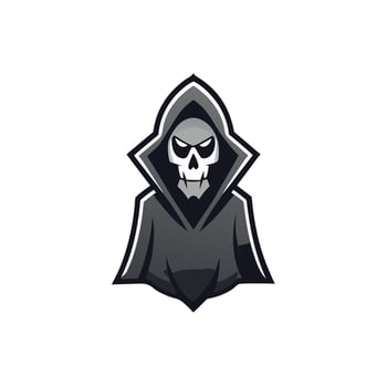 Silhouette of Grim Reaper over dark gray background with copy space. . vector