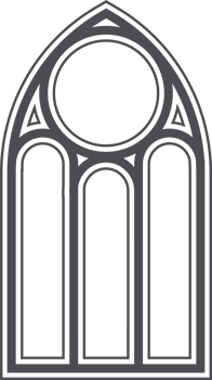 Gothic church window. Cathedral stained glass arch. Frame with pattern. Element of catholic medieval architecture. Old vintage frame silhouette png