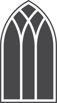 Gothic church window. Cathedral stained glass arch. Frame with pattern. Element of catholic medieval architecture. Old vintage frame silhouette png