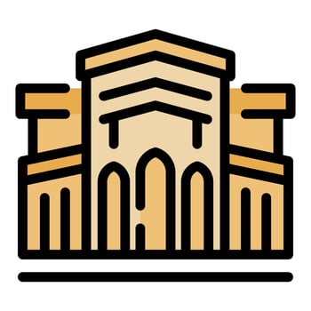 Big ancient building with columns and big central room vector