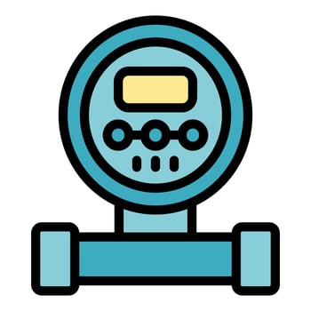 Water meter icon measuring water consumption on pipeline vector