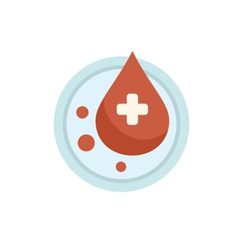 Blood donation concept with blood drop and medical sign on laboratory glass plate vector