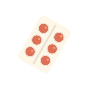 Blister pack containing round red pills for treatment vector
