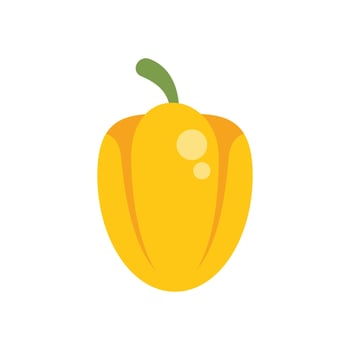 Yellow bell pepper growing on vine with white background vector