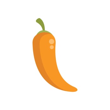 Single orange chili pepper with green stem pointing right illustration vector