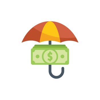 Umbrella protecting money savings insurance concept illustration vector