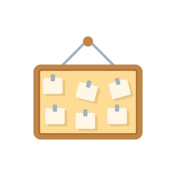 Cork notice board showing hanging blank notes with adhesive tape vector