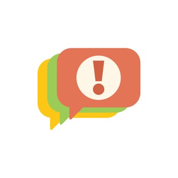 Speech bubble with exclamation mark showing warning notification vector