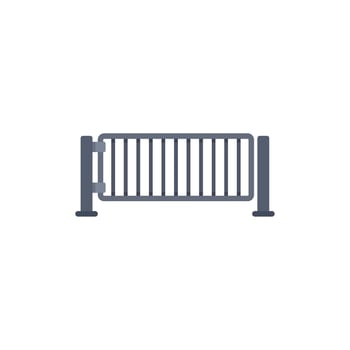 Metal barrier gate closing access to restricted area vector