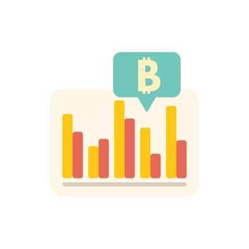 Bitcoin cryptocurrency growing statistics chart icon vector