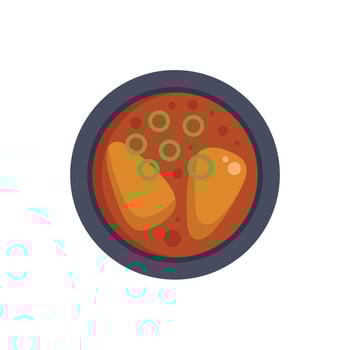 Chicken curry dish served in bowl with chopped spring onions vector