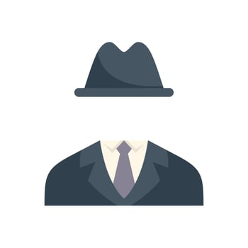 Businessman wearing suit and hat with no face vector