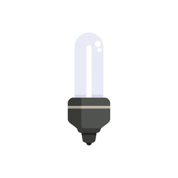 Modern long life fluorescent light bulb shining icon vector