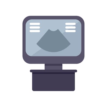 Ultrasound machine displaying sonogram for medical diagnosis vector