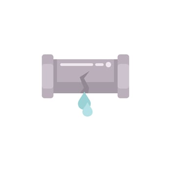 Broken water pipe leaking drops of water illustration vector