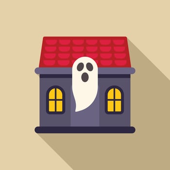 Ghost screaming and haunting an old house with red roof vector