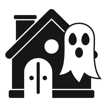 Ghost haunting house icon simple style vector