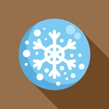 Blue christmas bauble with snowflake falling snow decoration icon vector