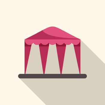 Pink event tent providing shelter from sun with long shadow vector