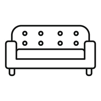 Comfortable sofa with soft cushions icon thin line vector illustration