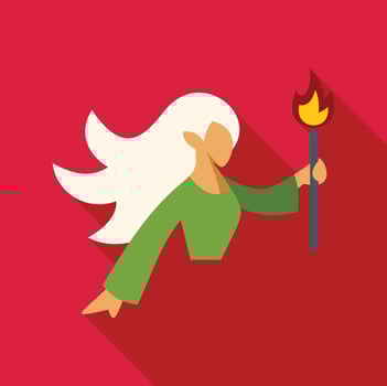Blonde woman holding a torch with long shadow illustration vector