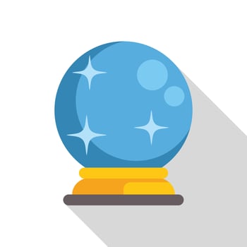Blue crystal ball shining, predicting the future in a magical way vector