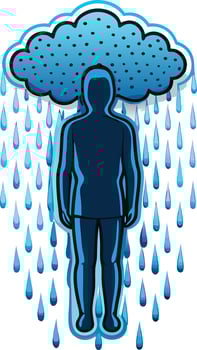 human standing for rainy day illustration vector