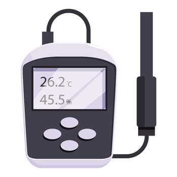 Digital thermo hygrometer measuring temperature and humidity level vector