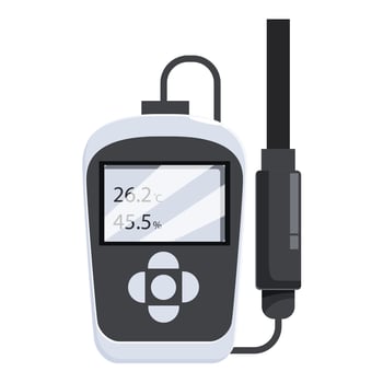 Digital thermometer hygrometer showing temperature and humidity vector