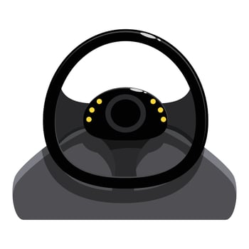 Racing simulator steering wheel with force feedback on white background vector