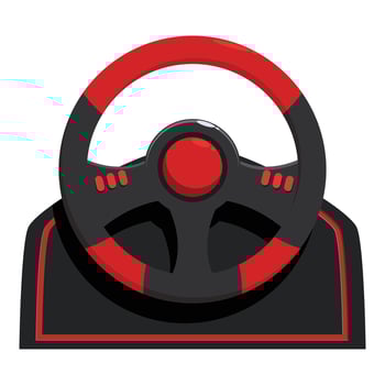 Gaming steering wheel for playing racing games vector