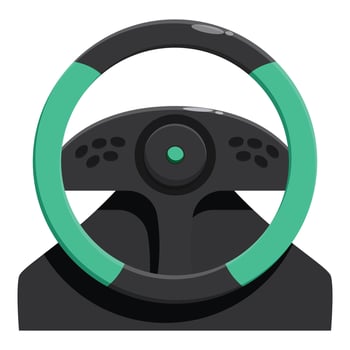 Modern gaming steering wheel with green neon lights for racing games vector