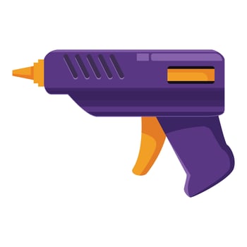 Purple electric hot glue gun with orange trigger for diy projects vector