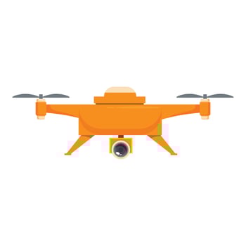 Orange drone hovering with camera taking photos vector