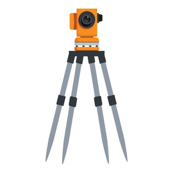 Modern optical theodolite level sitting on tripod for geodetic works vector