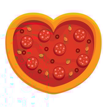 Delicious heart shaped pizza showing love for italian food vector