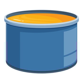 Blue paint tin containing yellow paint open vector