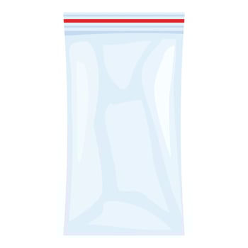 Empty transparent plastic bag with zipper on white background vector
