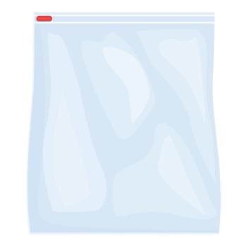 Empty transparent plastic zipper bag with red slider vector