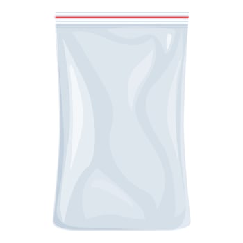 Realistic empty transparent plastic bag with zipper closing vector