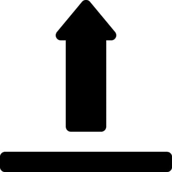 A black and white icon of an arrow pointing up vector