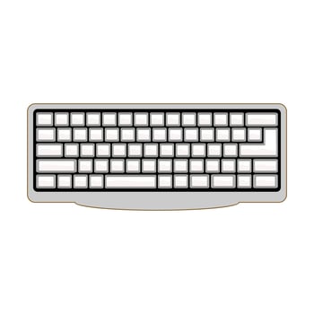 Keyboard illustration isolated on white background. Suitable for basic elements of computer text input devices, smartphones and digital technology. Qwerty keyboard layout. vector